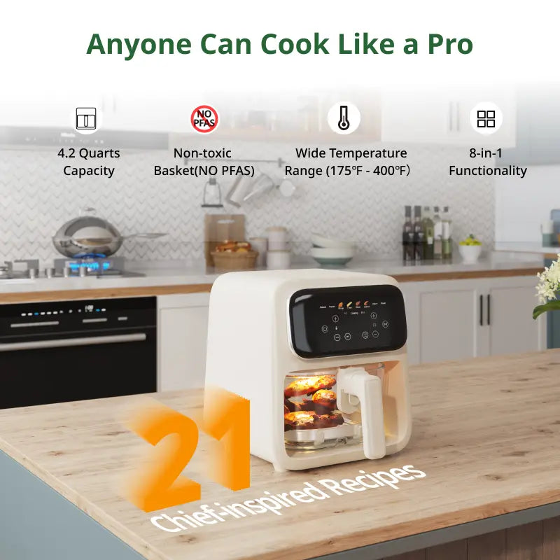 Sweet Dining™ 4.2QT Non-Toxic Glass Air Fryer